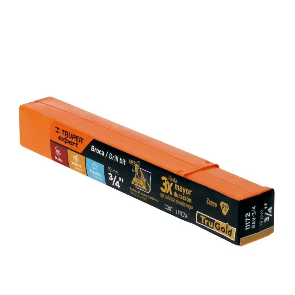 BROCA PARA METAL 3/4" LARGO 8", TRUPER