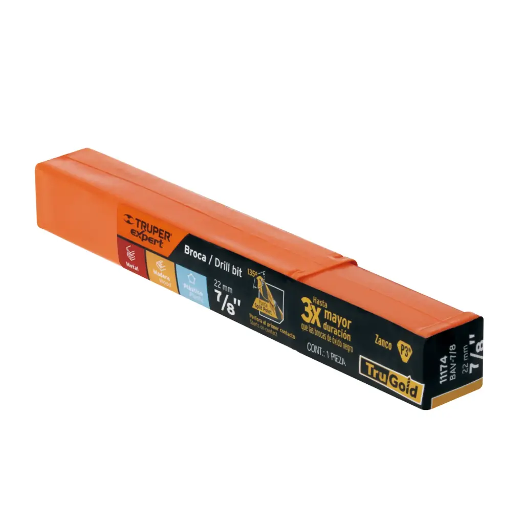 BROCA PARA METAL 7/8" LARGO 9", TRUPER