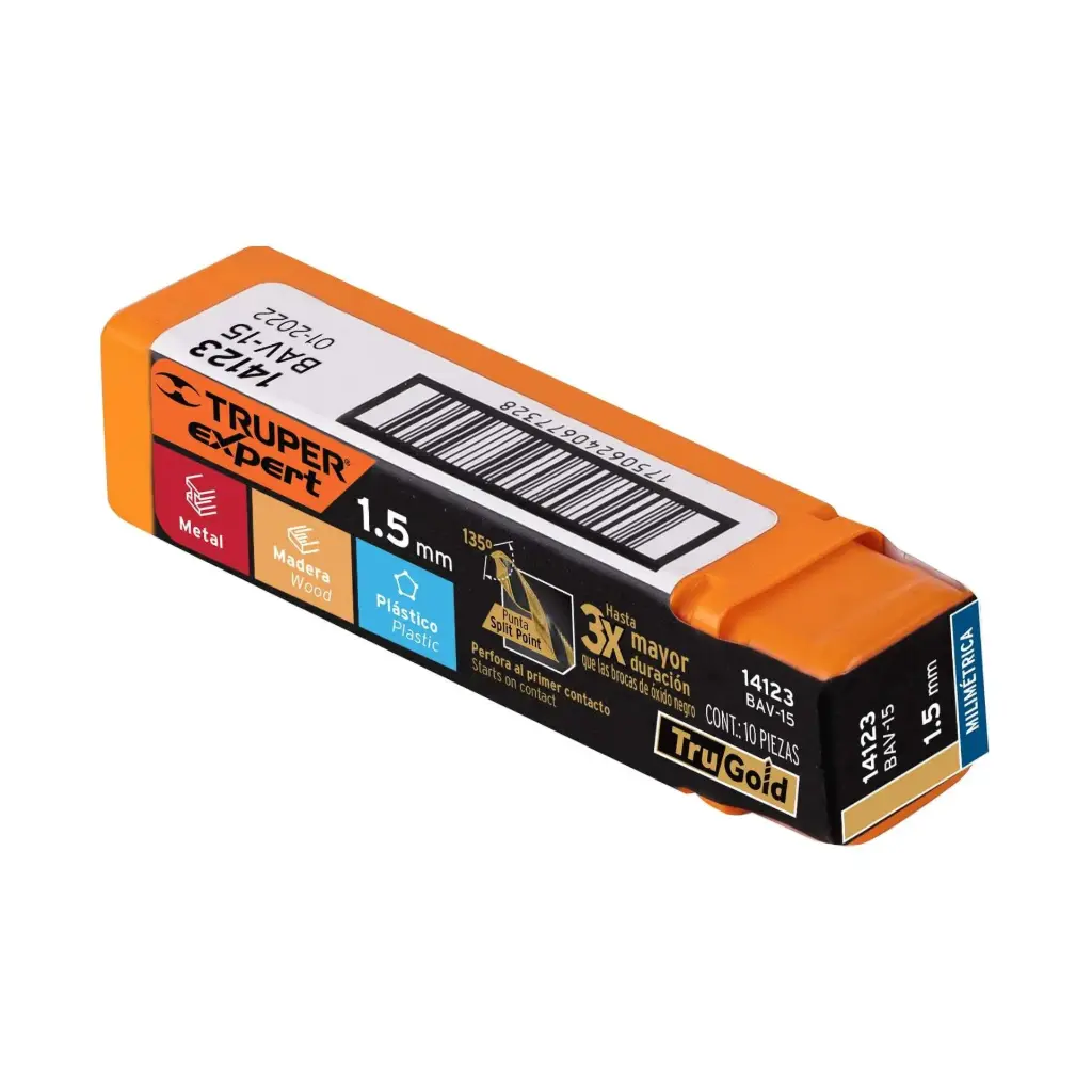 [14123] BROCA HSS 1.5 MM TRUGOLD PARA METAL, TRUPER EXPERT