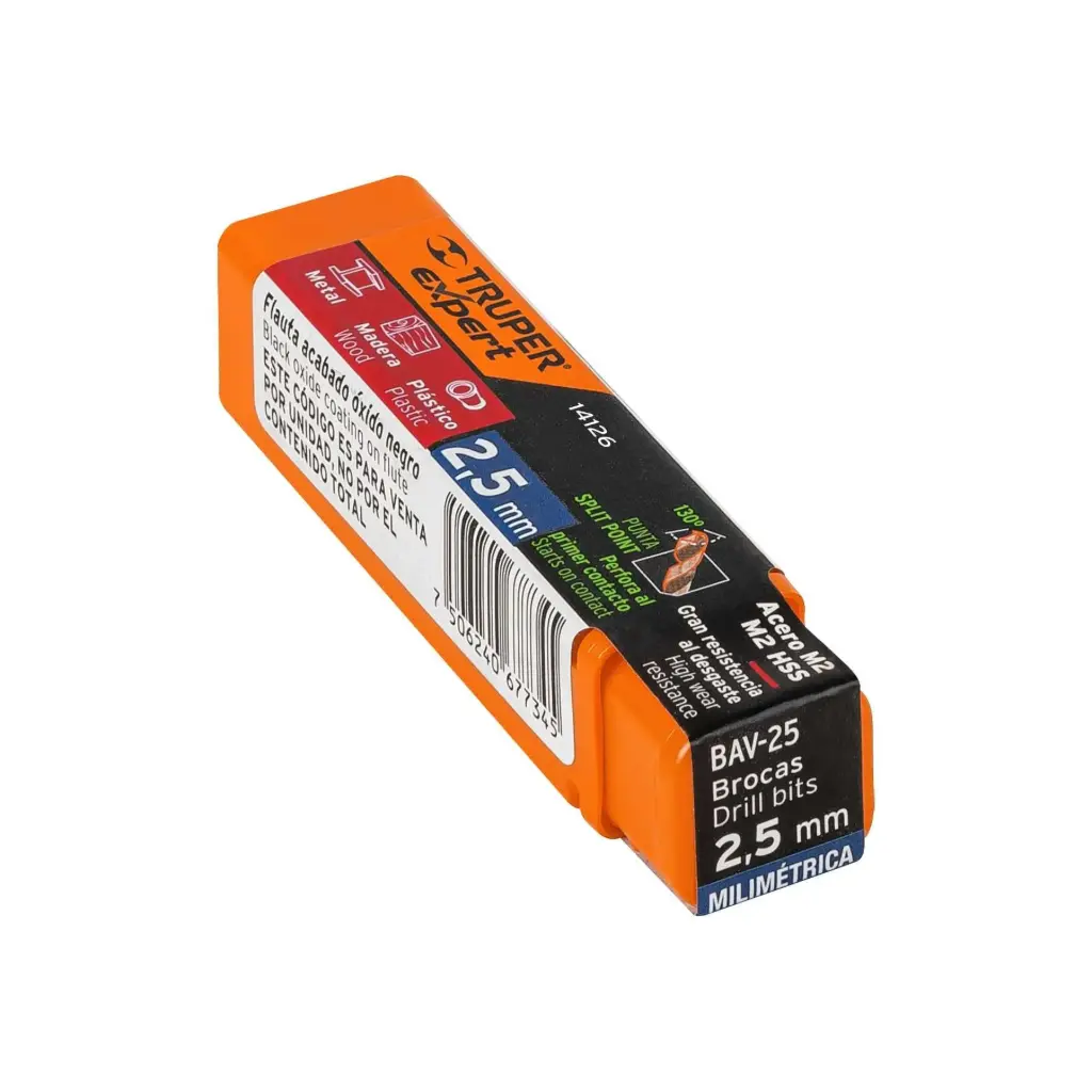[14126] BROCA HSS 2.5 MM TRUGOLD PARA METAL, TRUPER EXPERT