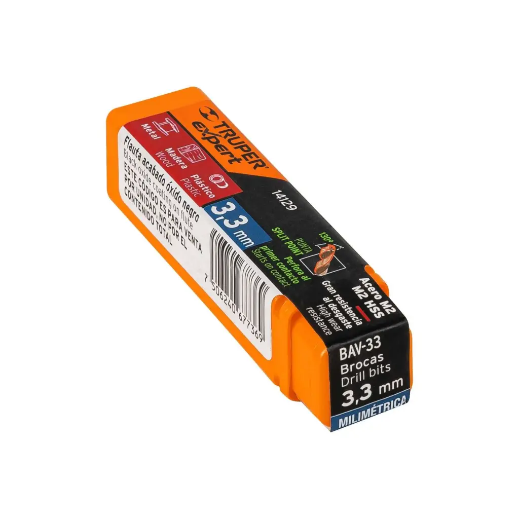 [14129] BROCA HSS 3.3 MM TRUGOLD PARA METAL, TRUPER EXPERT