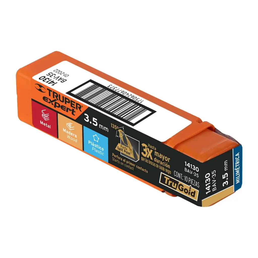 [14130] BROCA HSS 3.5 MM TRUGOLD PARA METAL, TRUPER EXPERT