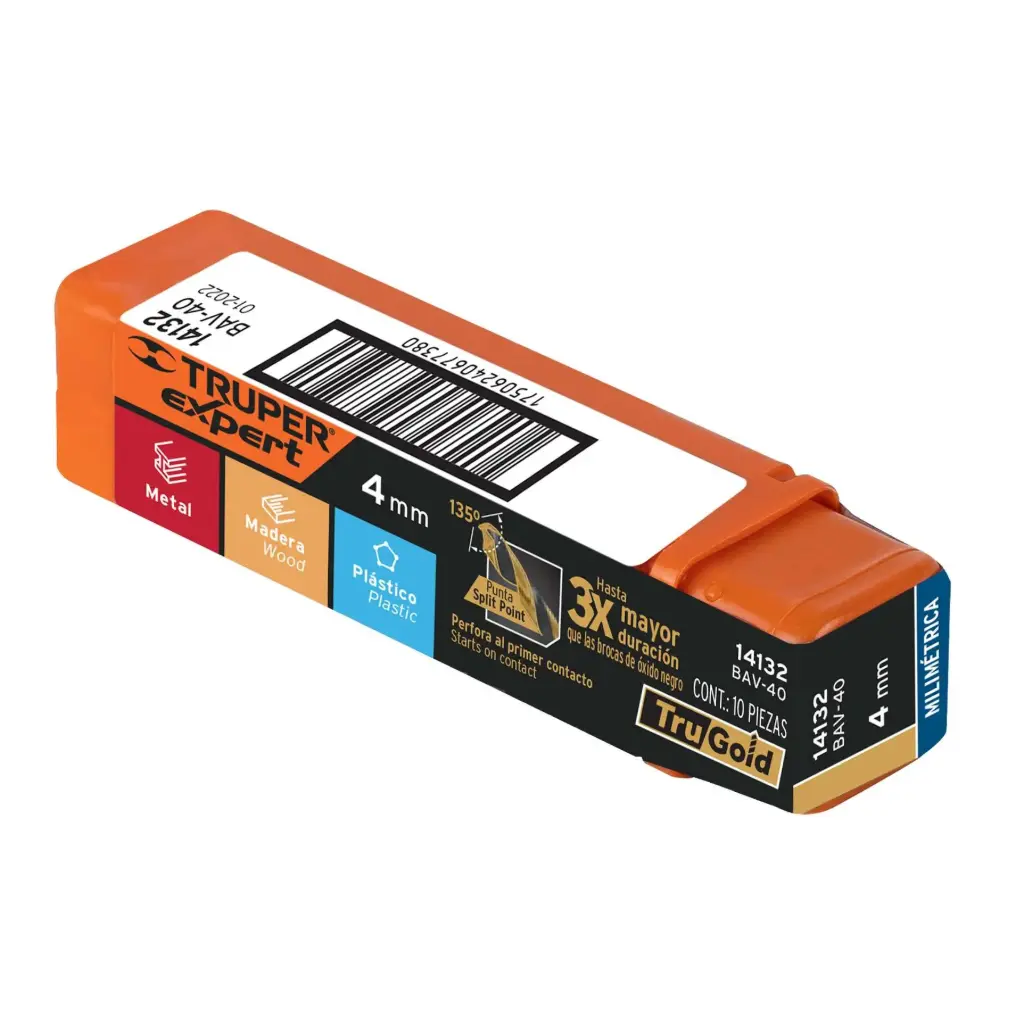 [14132] BROCA HSS 4.0 MM TRUGOLD PARA METAL, TRUPER EXPERT