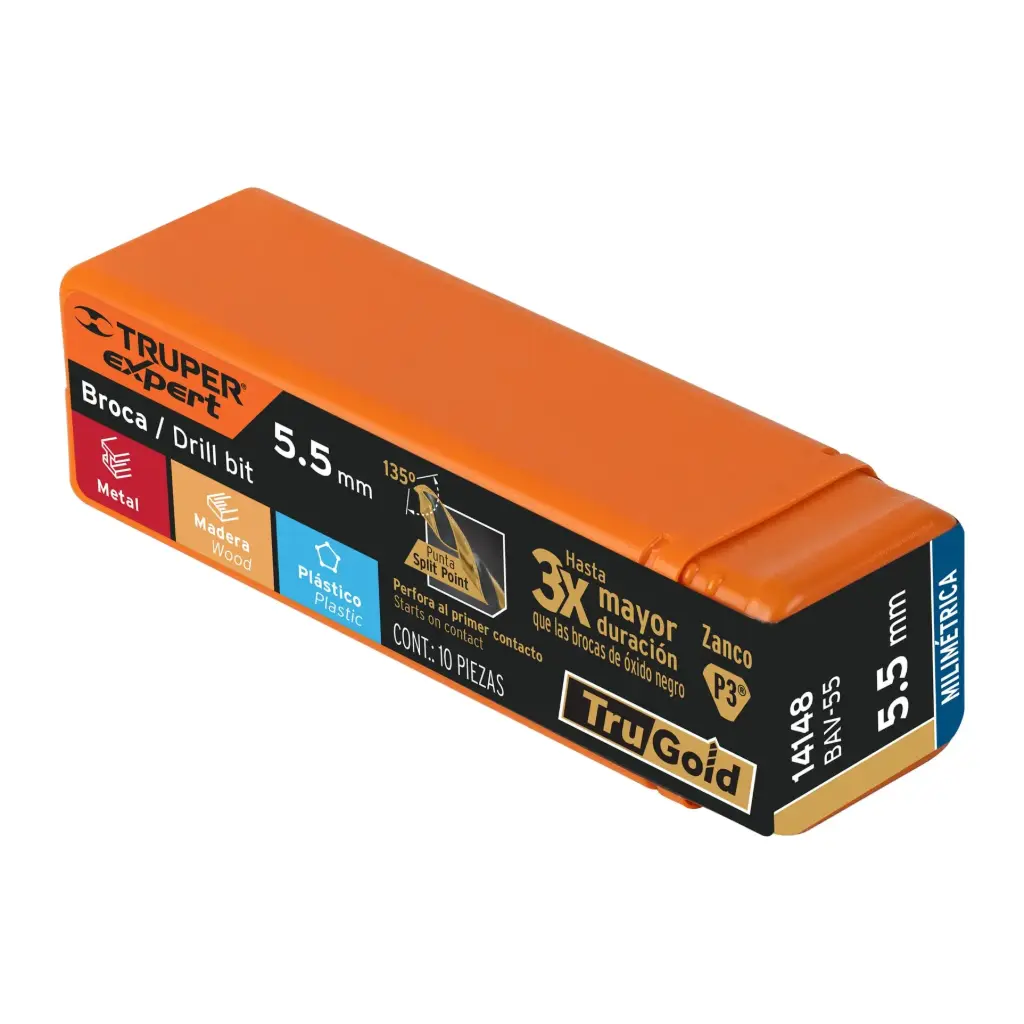 [14148] BROCA HSS 5.5 MM TRUGOLD PARA METAL, TRUPER EXPERT