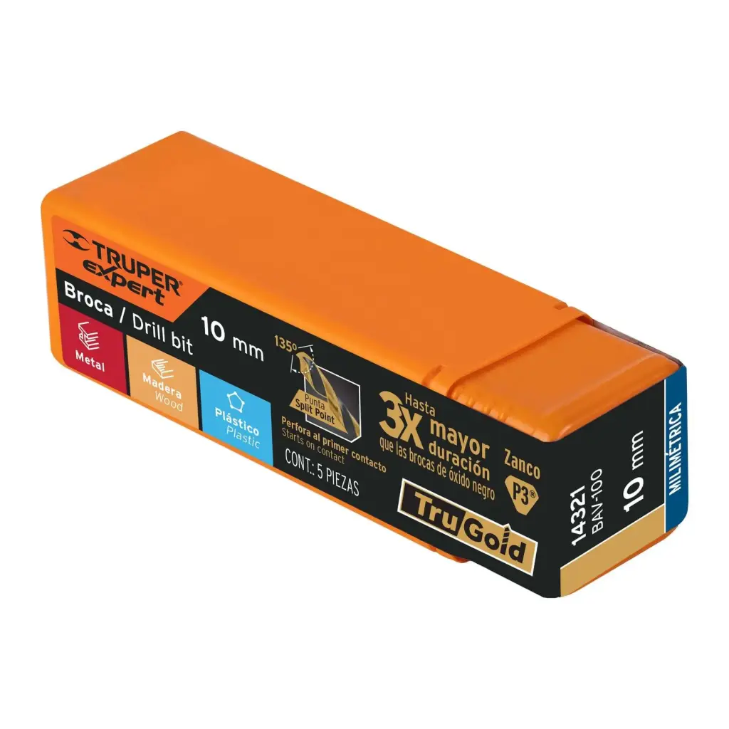 [14321] BROCA HSS 10.0 MM TRUGOLD PARA METAL, TRUPER EXPER