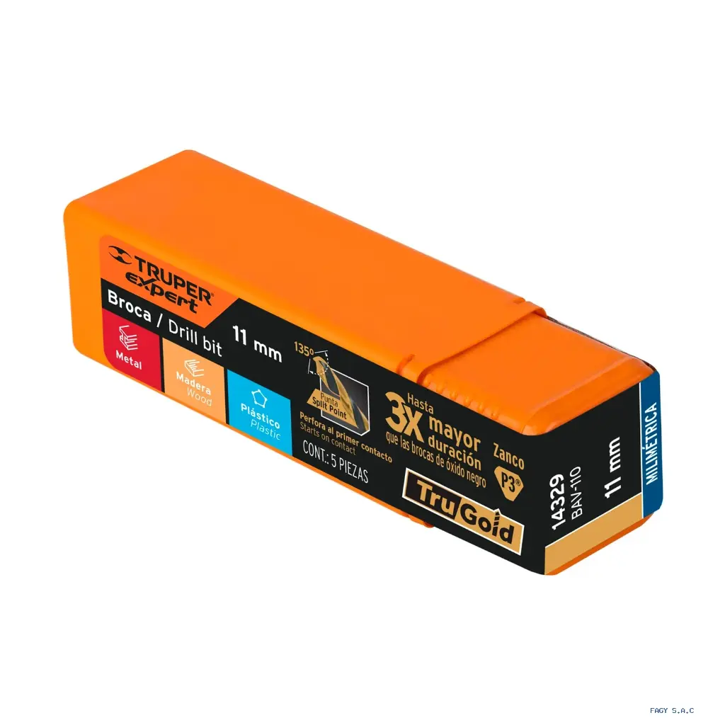 BROCA HSS 11.0 MM TRUGOLD PARA METAL, TRUPER EXPERT