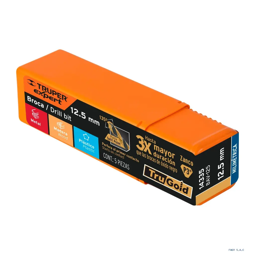 BROCA HSS 12.5 MM TRUGOLD PARA METAL, TRUPER EXPERT