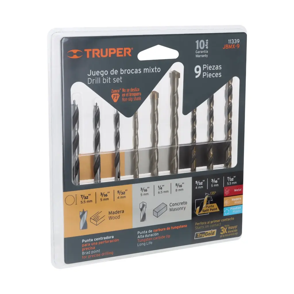 JUEGO DE BROCAS PARA METAL ,CONCRETO Y MADERA TRUPER