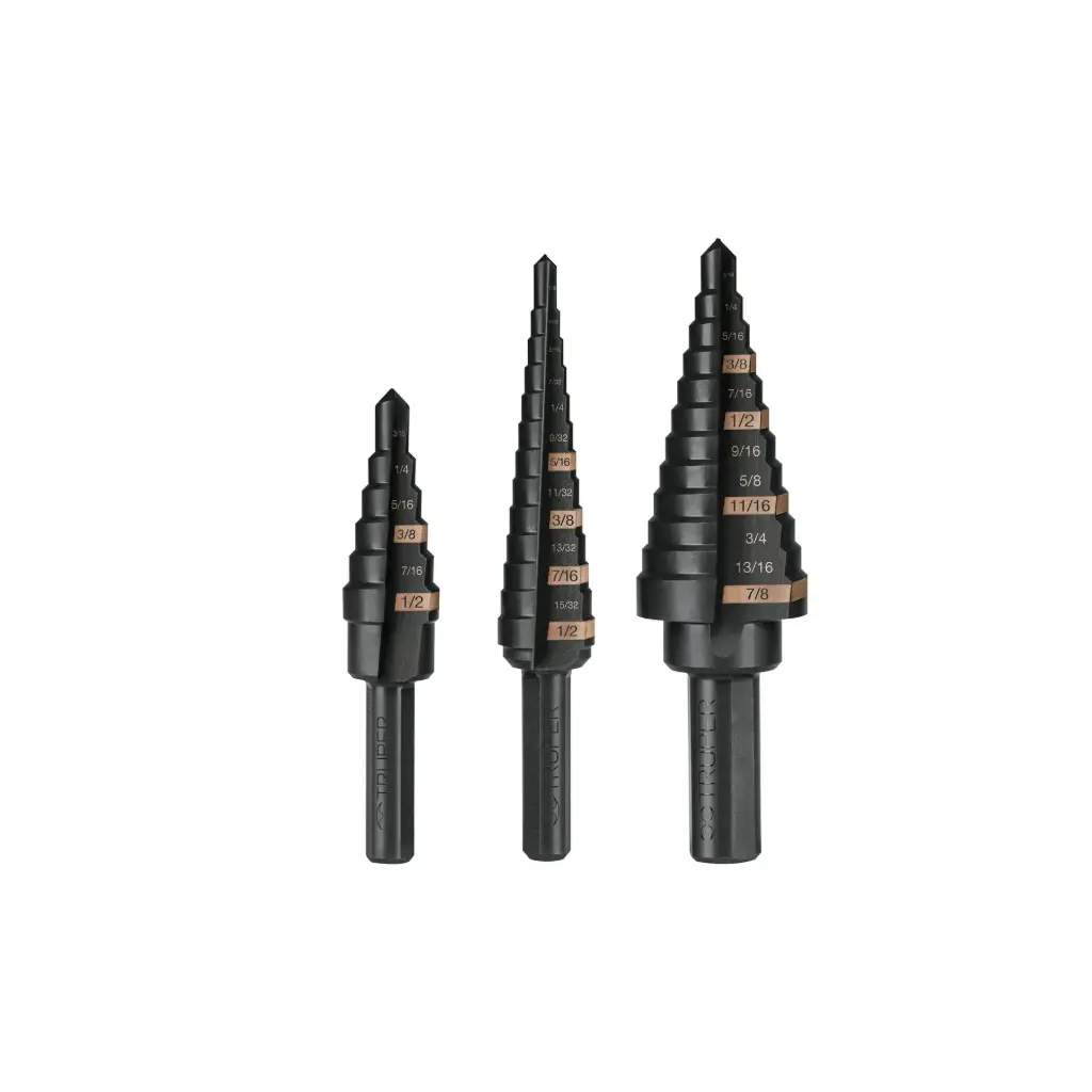 JUEGO DE 3 BROCAS ESCALONADAS OXIDO NEGRO