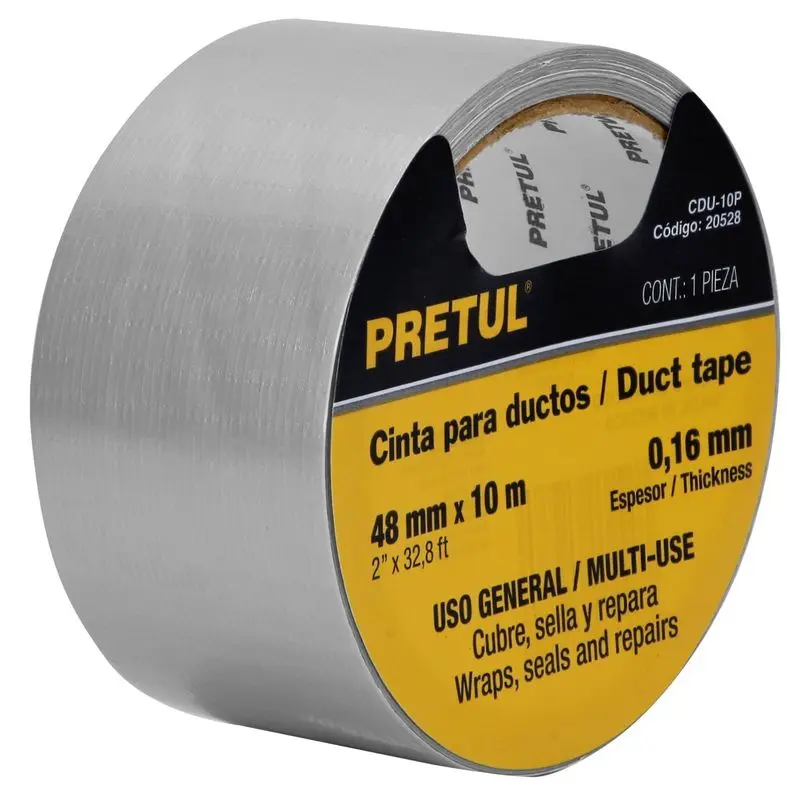 CINTAS DUCTE TAPE 10M X 48MM PRETUL