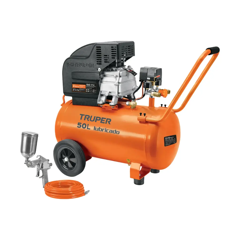 [101744] COMBO DE COMPRESORA DE 50 L MANGUERA Y PISTOLA PARA PINTAR