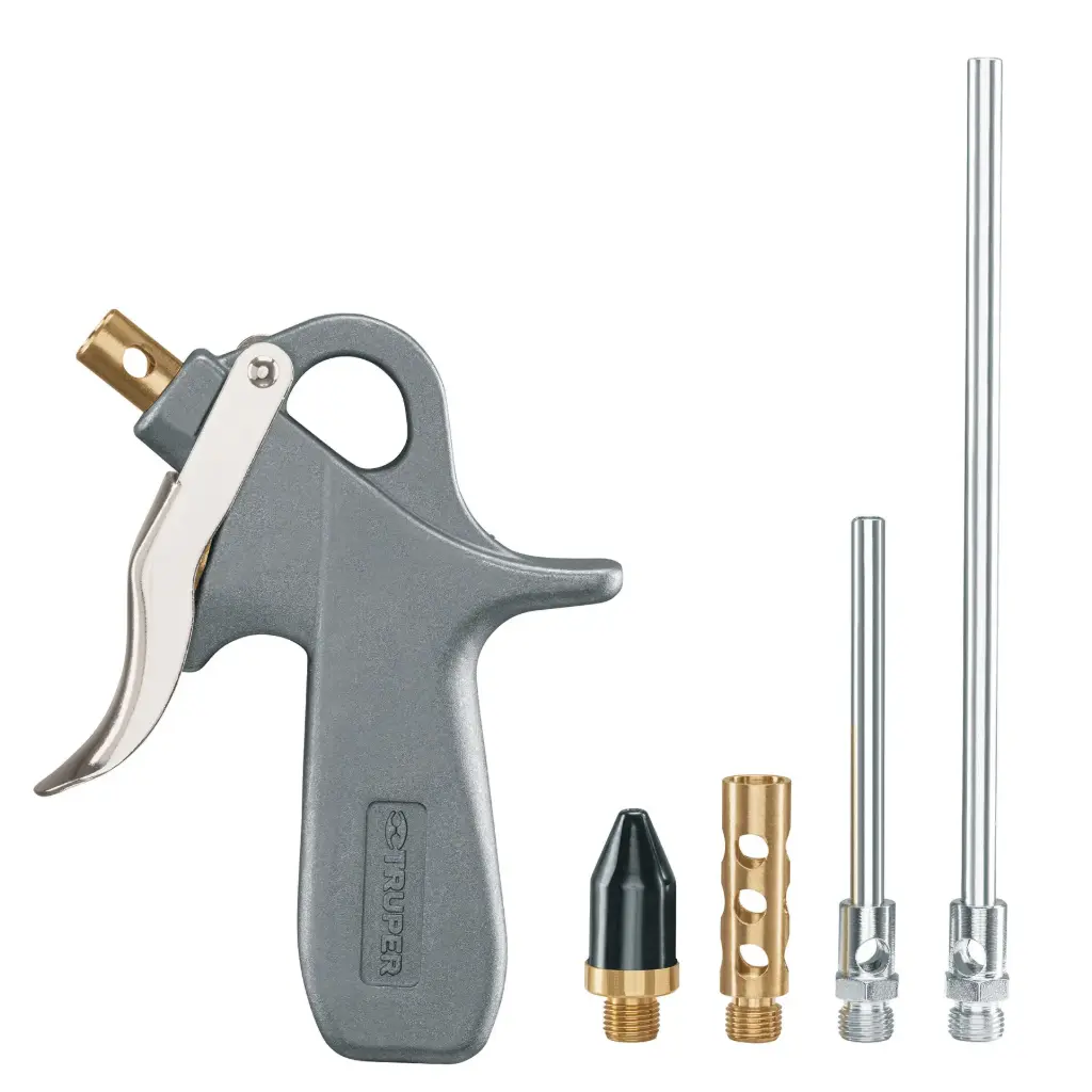 [10645] JUEGO DE PISTOLA PARA SOPLETEAR CON 5 BOQUILLAS TRUPER