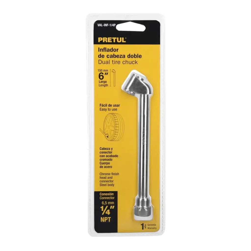 INFLADOR DE CABEZA DOBLE, METALICO PRETUL