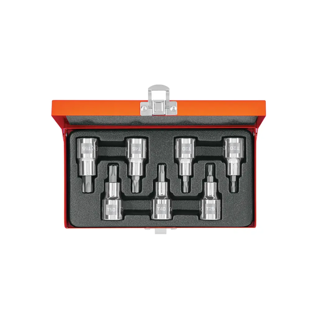 [13928] JUEGO DE 7 DADOS PUNTA TORX 1/2 T-20 T-55 TRUPER