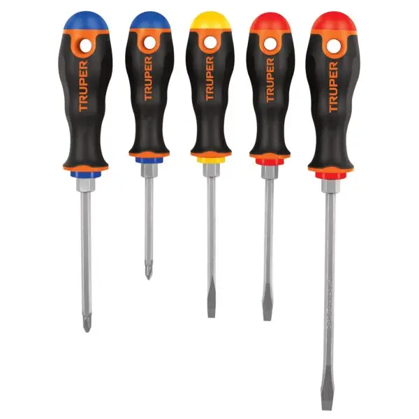 JUEGO DE 5 DESARMADORES, MANGO COMFORT GRIP TRUPER