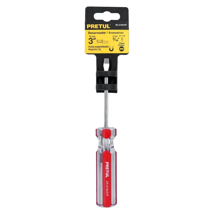 DESARMADORES PLANOS, MANGO DE PVC 3/16 X 3" , PRETUL