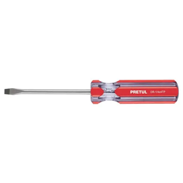 [21459] DESARMADORES PLANOS, MANGO DE PVC 1/4 X 4", PRETUL