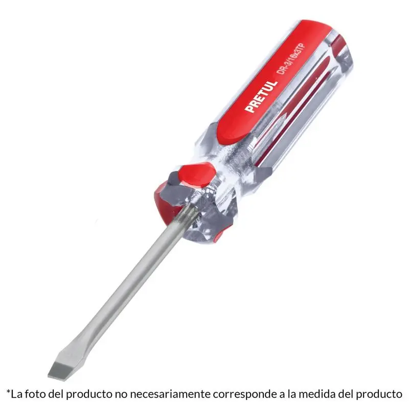 DESARMADORES PLANOS, MANGO DE PVC 1/4 X 8" , PRETUL