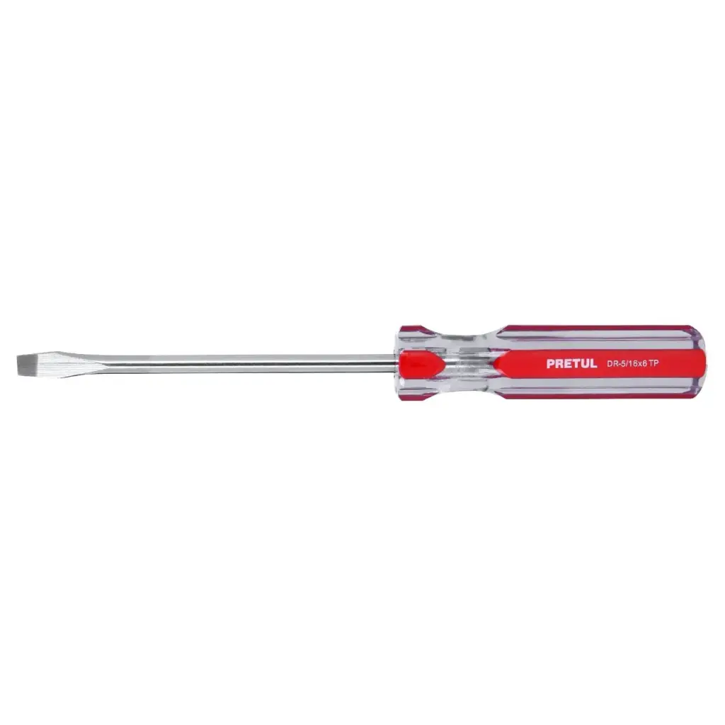 DESARMADORES PLANOS, MANGO DE PVC 5/16 X 6" , PRETUL
