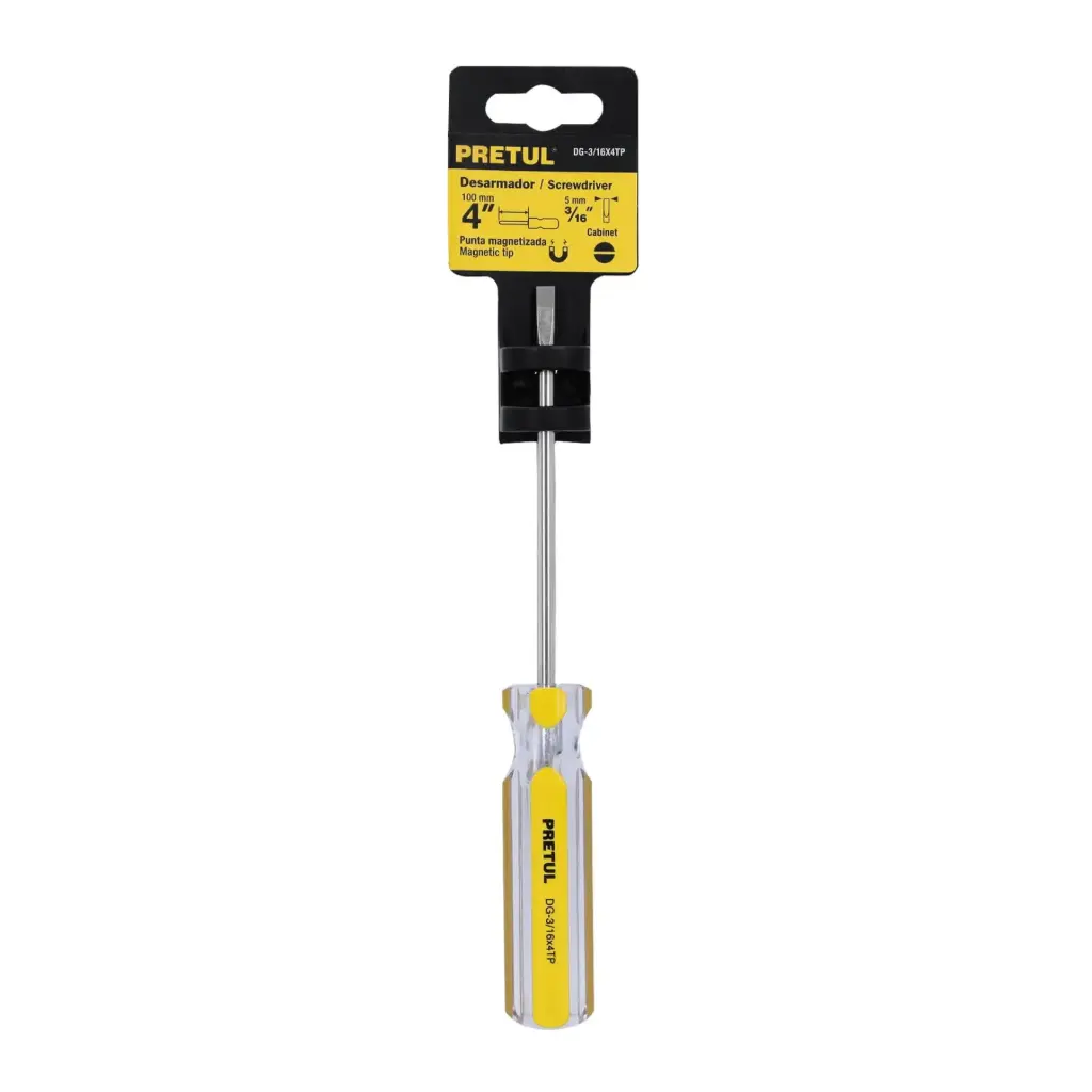 [21467] DESARMADOR CABINET, MANGO DE PVC 3/16 X 4" , PRETUL