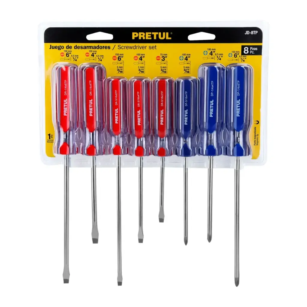 [20213] JUEGO DE 8 DESRAMADORES , MANGO DE PVC, PRETUL