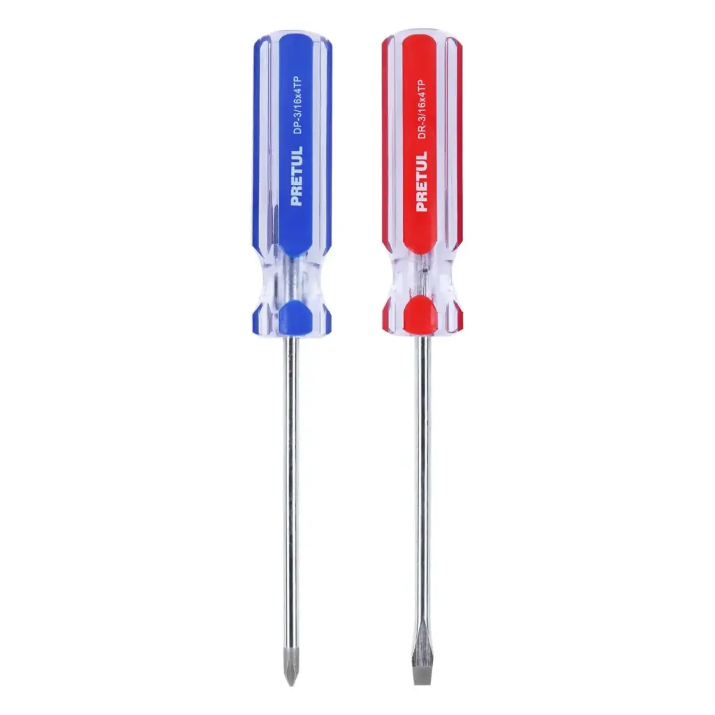 [20211] DUOS DE DESARMADORES , MANGO DE PVC PLANO Y CRUZ 3/16" PRETUL