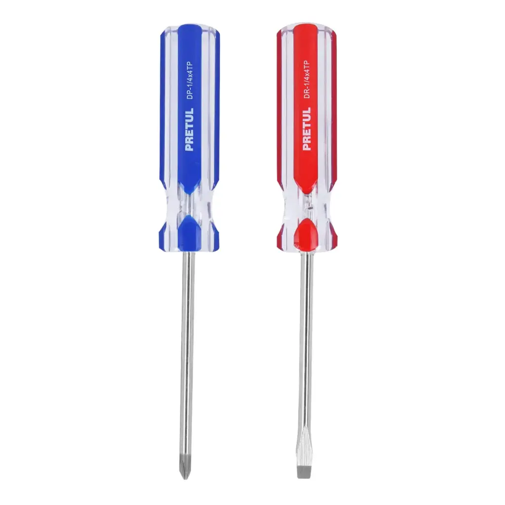 DUOS DE DESARMADORES , MANGO DE PVC PLANO Y CRUZ 1/4" PRETUL