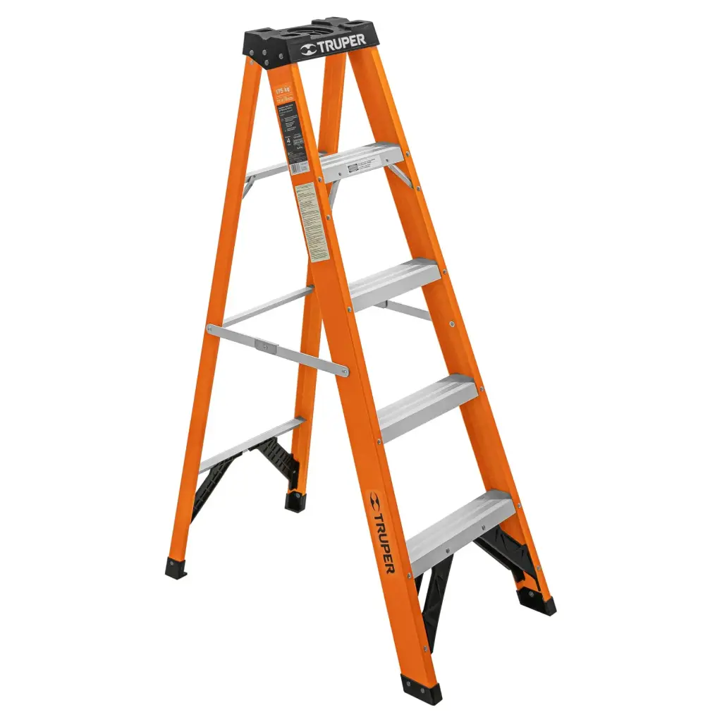 [100224] ESCALERA TIPO TIJERA , FIBRA DE VIDRIO TIPO II (6.5KG) 4 PELDAÑOS TRUPER