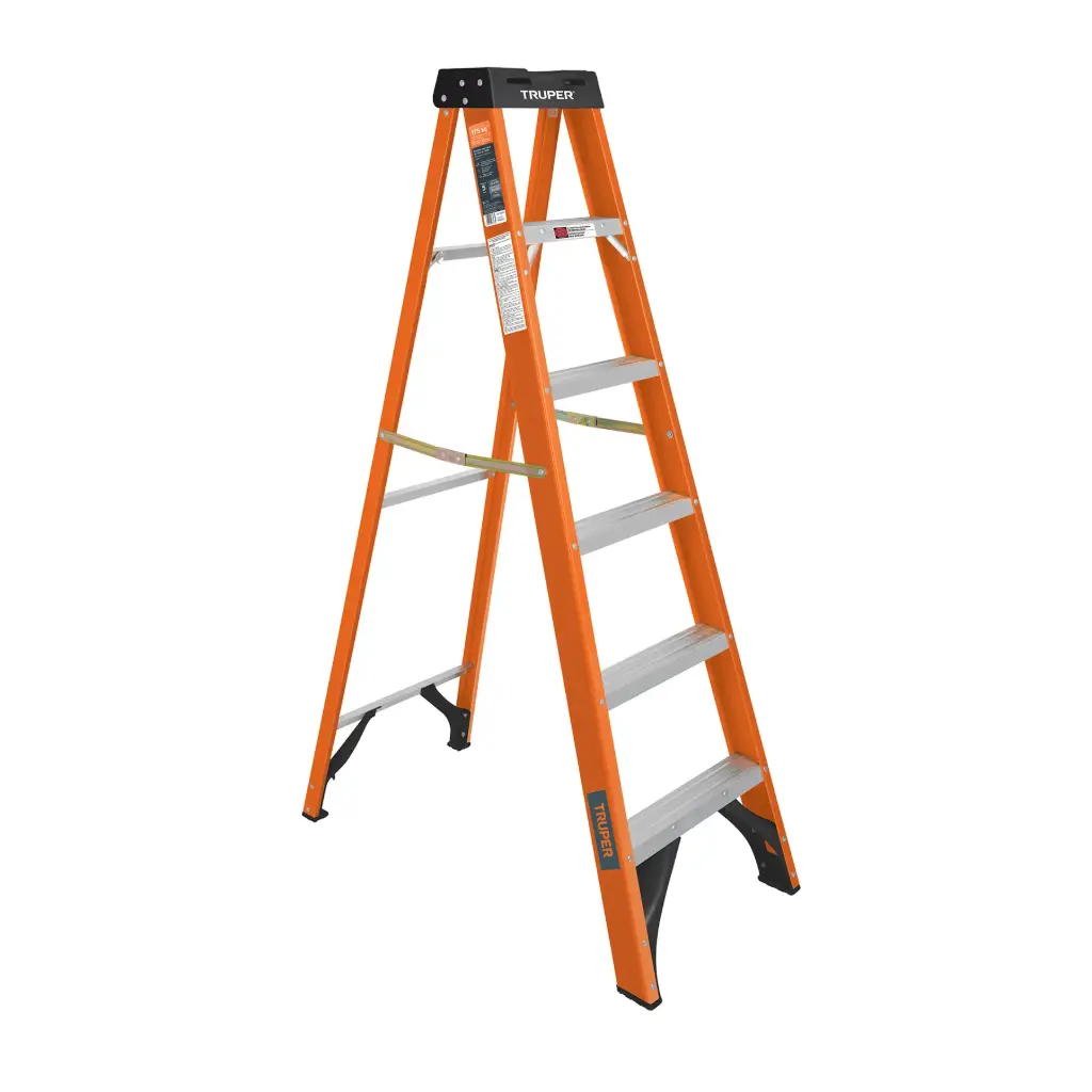 ESCALERA TIPO TIJERA , FIBRA DE VIDRIO TIPO II (7.5KG) 5 PELDAÑOS TRUPER
