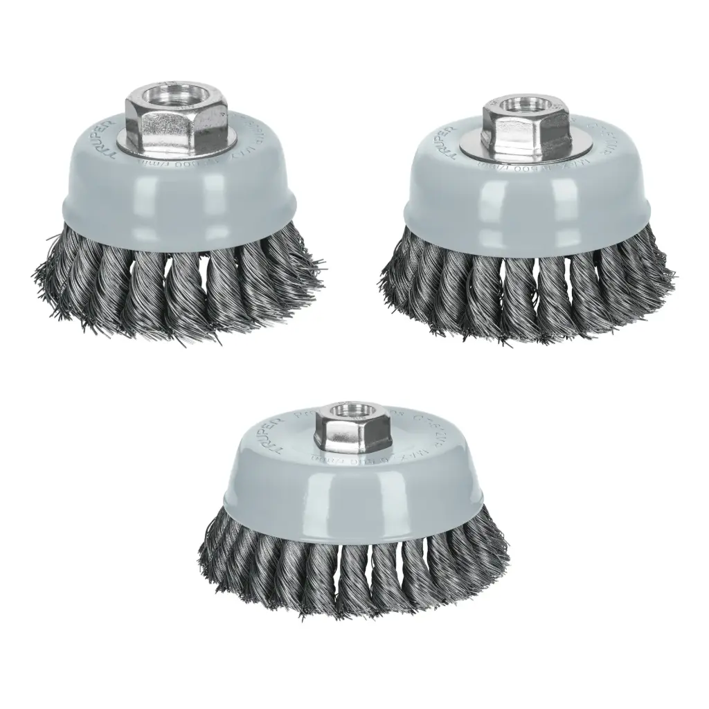 [100851] ESCOBILLAS TIPO COPA , ALAMBRE TRENZADO FINO, DIAMETRO 3" 23MM TRUPER