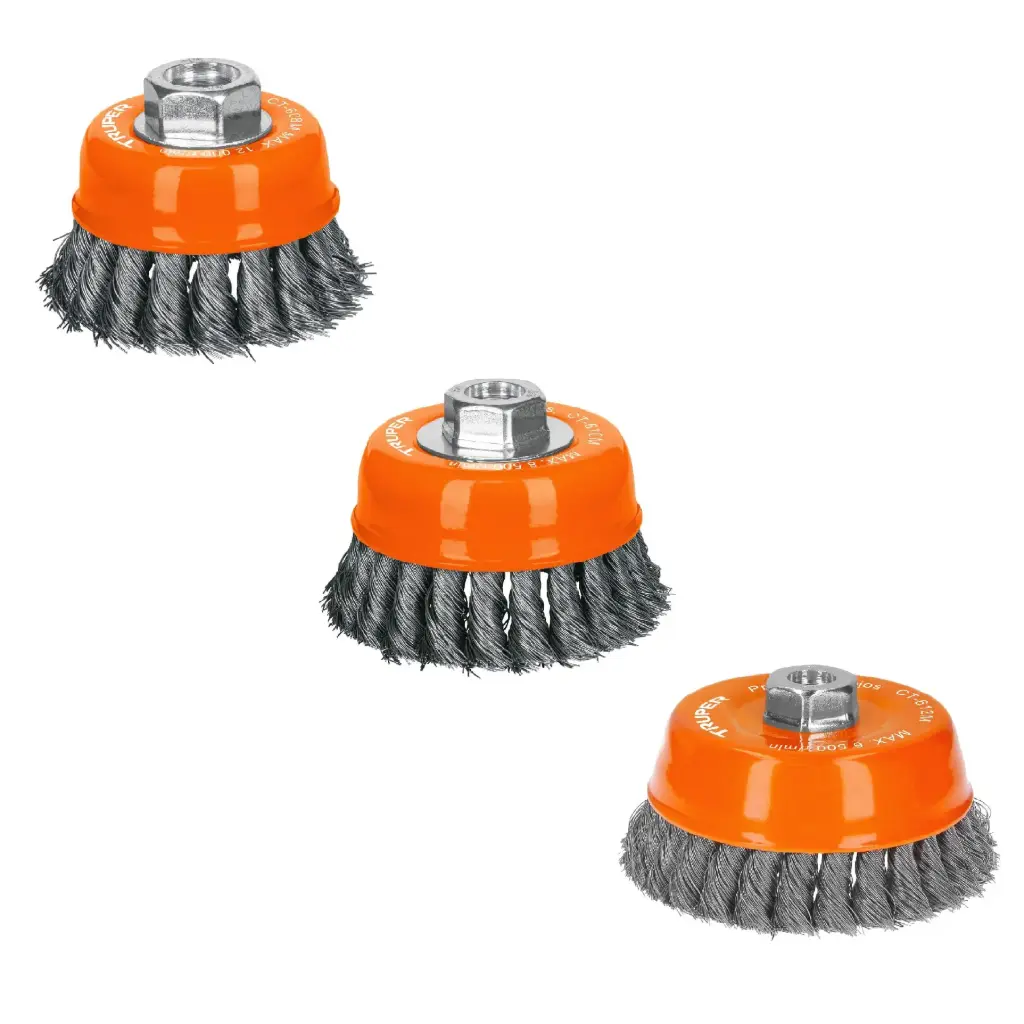 [14185] ESCOBILLAS TIPO COPA,ALAMBRE TRENZADO FINO, DIAMETRO 4" 26MM TRUPER