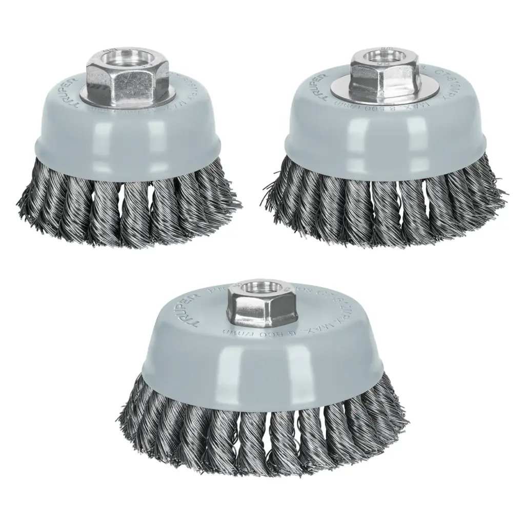 [100854] ESCOBILLAS TIPO COPA, ALAMBRE TRENZADO GRUESO , DIAMETRO 3" 23MM TRUPER