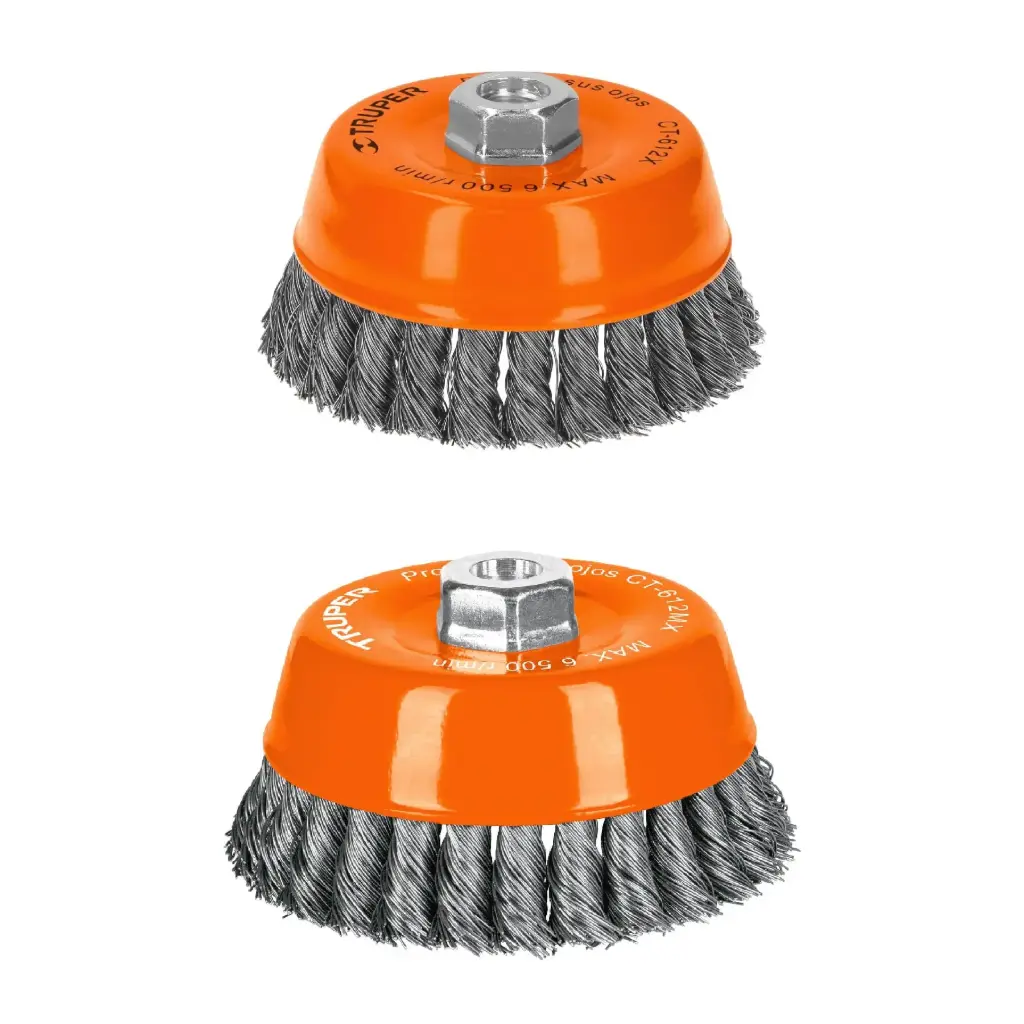 [11543] ESCOBILLAS TIPO COPA, ALAMBRE TRENZADO GRUESO, DIAMETRO 5" 24MM TRUPER