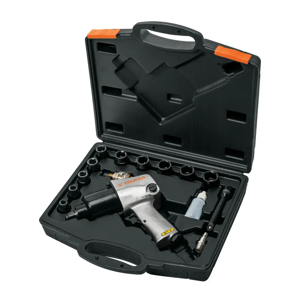 KIT DE LLAVE DE IMPACTO 1/2" INDUSTRIAL CON ESTUCHE DE PLASTICO TRUPER 745