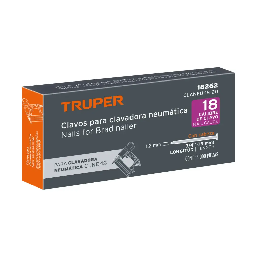 [18262] CLAVOS CALIBRE 18 LARGO 3/4"(20MM) TRUPER X 5000PZ