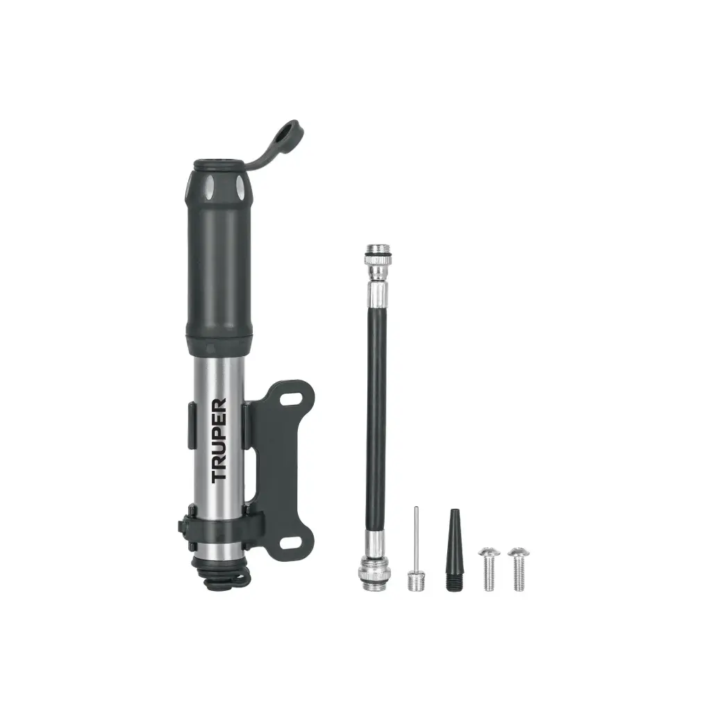 MINI INFLADORA MANUAL DE ALUMINIO PARA BICICLETA 75 PSI TRUPER