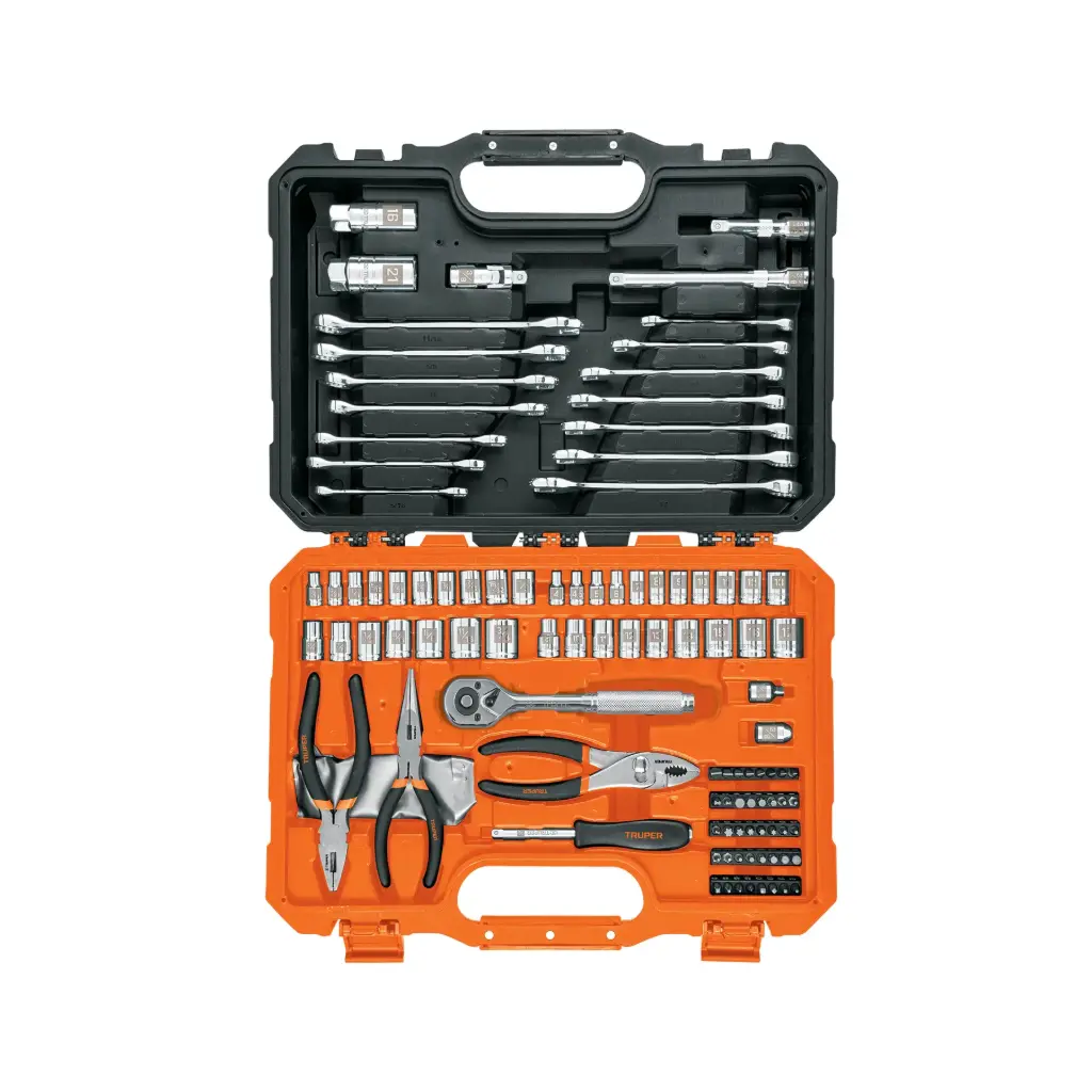[17090] JUEGO DE 119 PIEZAS 1/4" 3/8" CON ESTUCHE TRUPER
