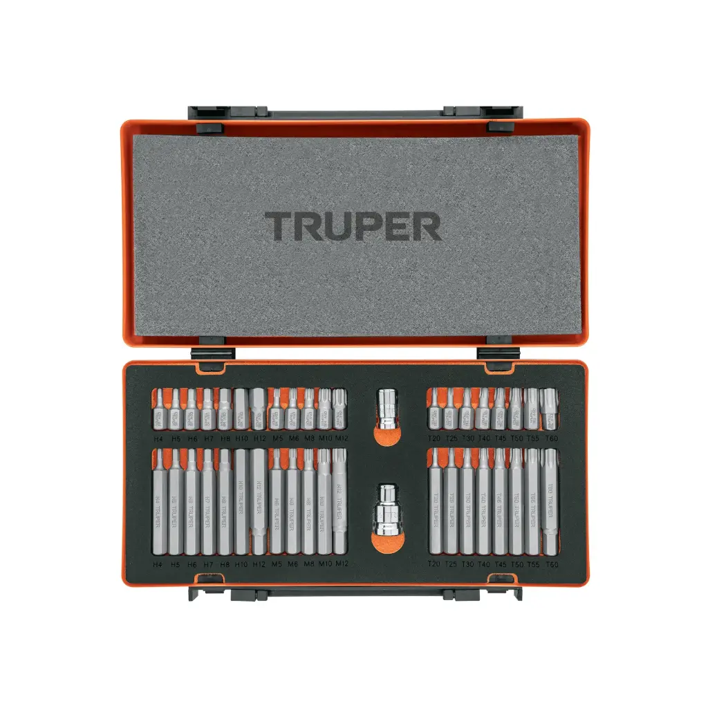 JUEGO DE 42 PUNTAS 75 Y 30 MM 3/8" 1/2" TRUPER