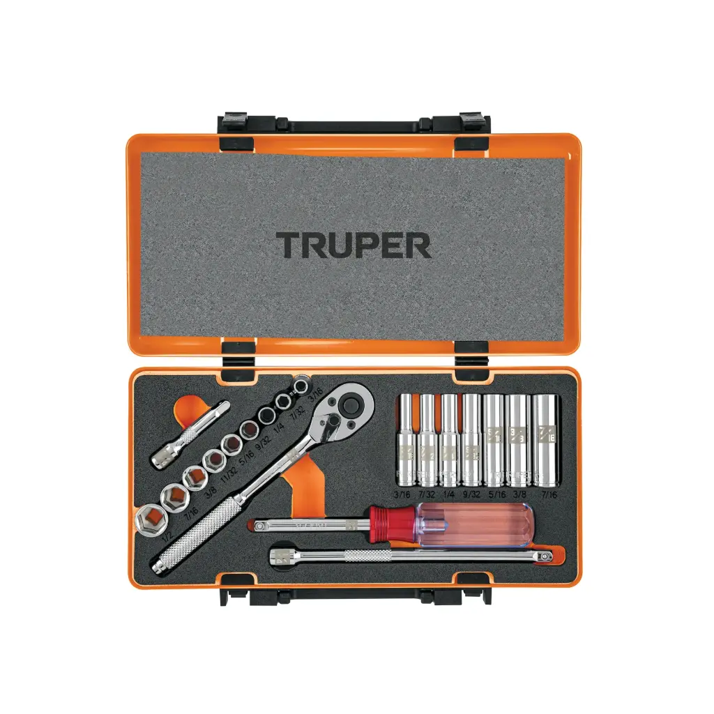 [13980] JUEGO DE 20 PIEZAS, STD 1/4" TRUPER