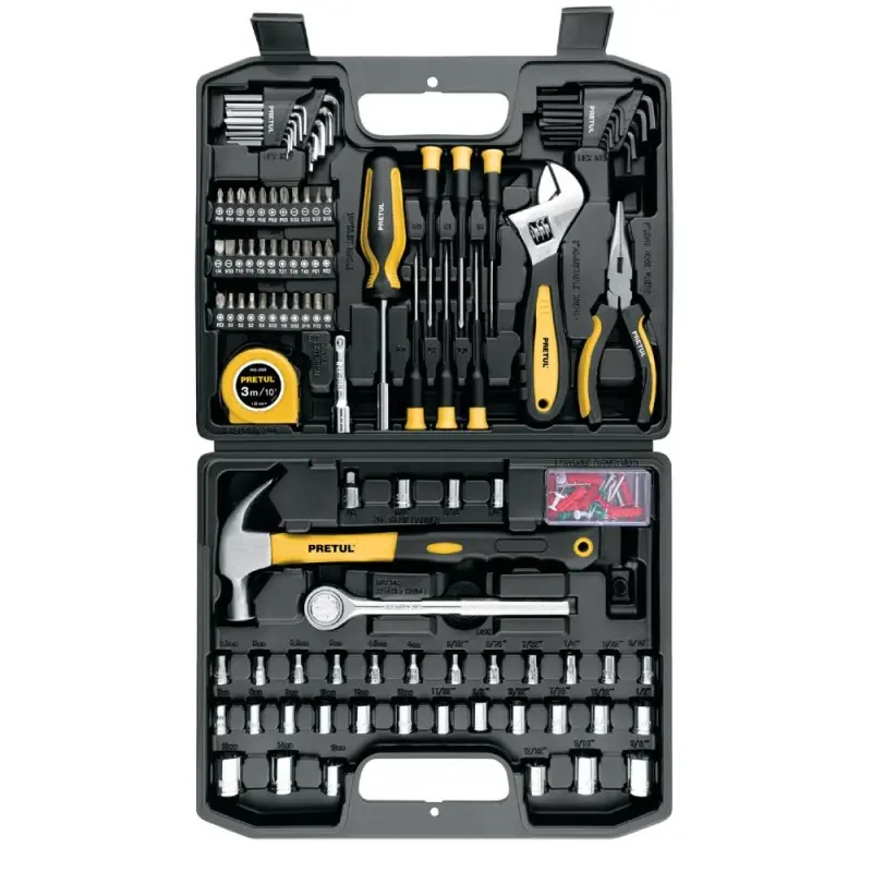 [27169] JUEGO DE 104 PIEZAS 1/4" 3/8" PRETUL