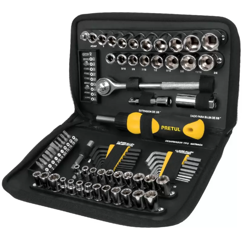 [22984] JUEGO DE 83 PIEZAS, 1/4" 3/8" PRETUL