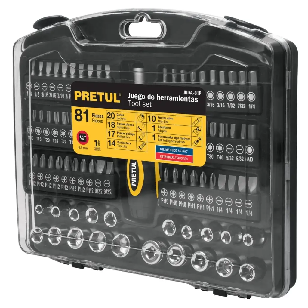 JUEGO DE 81 PIEZAS 1/4" PRETUL