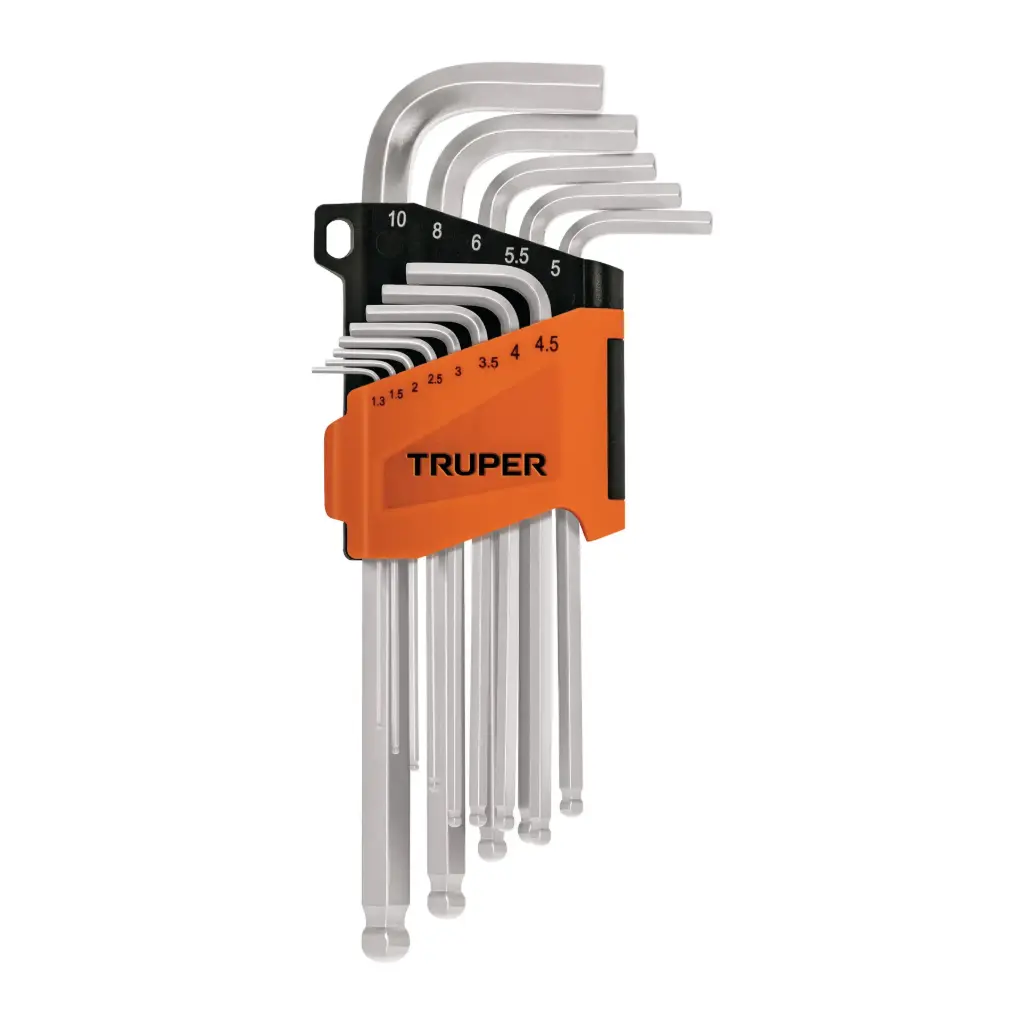 JUEGOS DE LLAVE ALLEN LARGAS, PUNTA BOLA , ORGANIZADOR PLASTICO ABATIBLE 1.3MM-10MM TRUPER