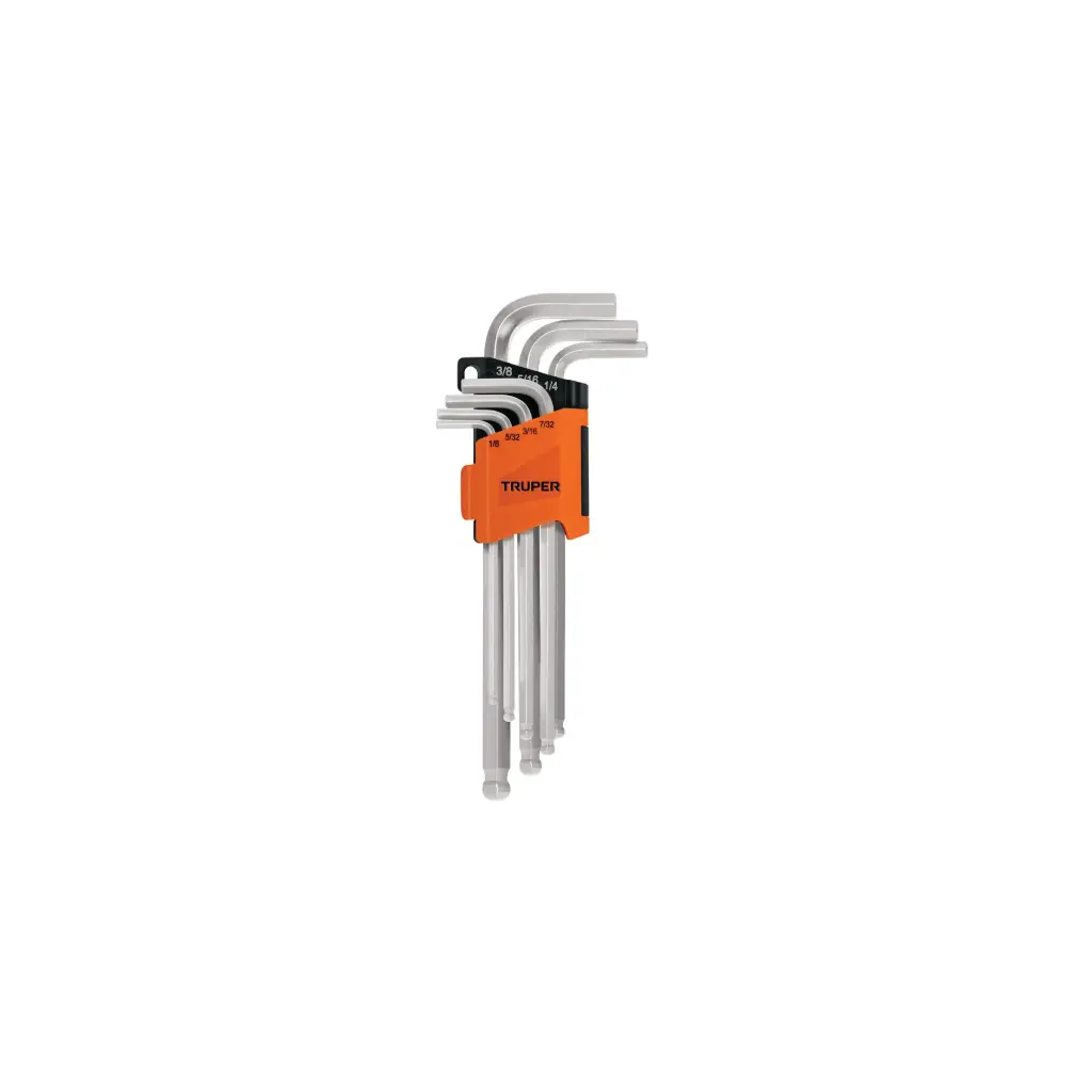 JUEGOS DE LLAVE ALLEN LARGAS, PUNTA BOLA , ORGANIZADOR PLASTICO ABATIBLE 1/8"-3/8" TRUPER