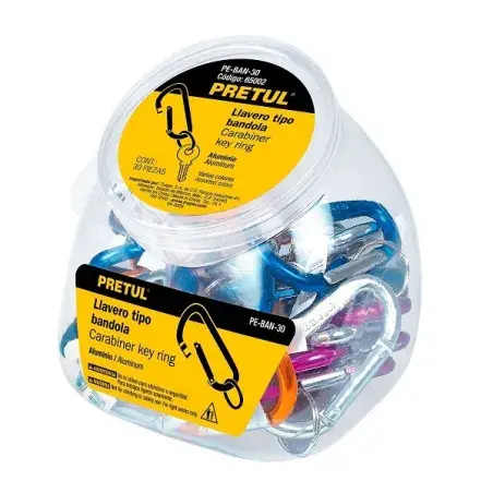 [65002] ENVASE CON LLAVEROS TIPO GANCHO BOMBERO PRETUL