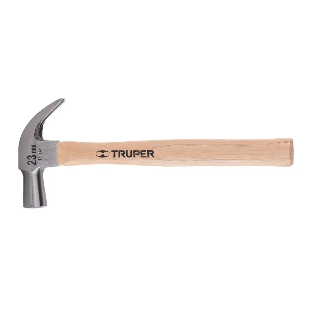 [10557] MARTILLOS PULIDOS , MANGO DE ENCINO , UÑA CURVA , CABEZA CONICA 11OZ 11" TRUPER