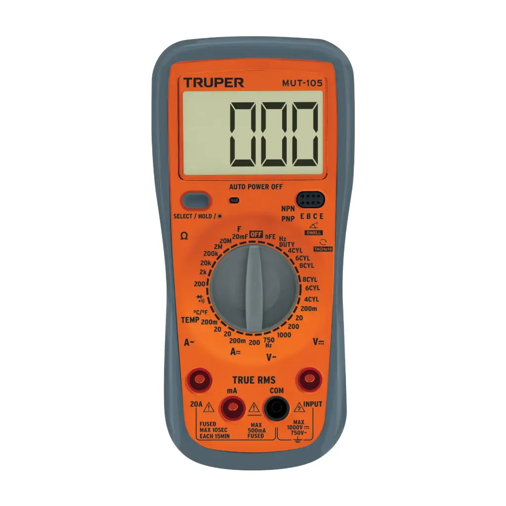MULTITESTER AUTOMOTRIZ DIGITALE PROFESIONAL CON RMS VERDADERO-10403-TRUPER