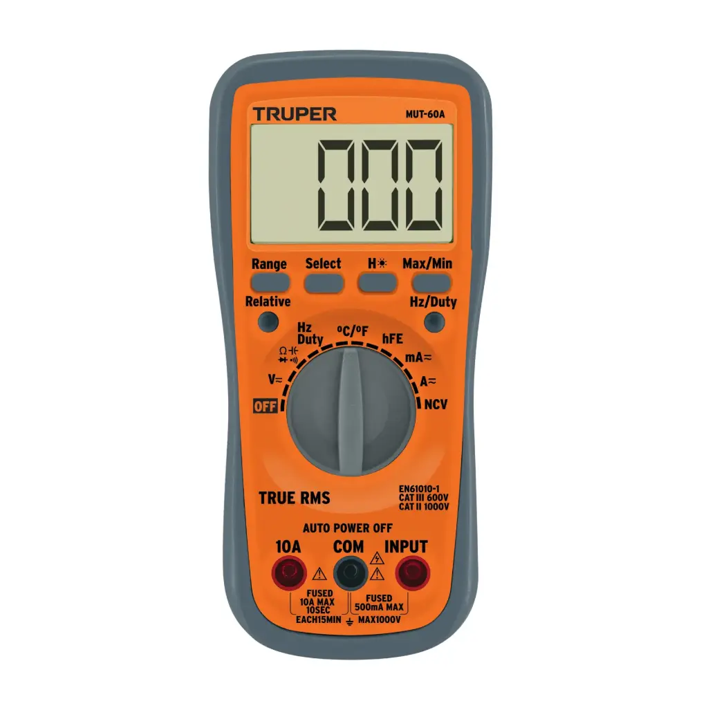 MULTITESTERS DIGITALES PROFESIONAL MUT-60A CON RMS VERDADERO 10A AUTO RANGO DELUX-100362-TRUPER