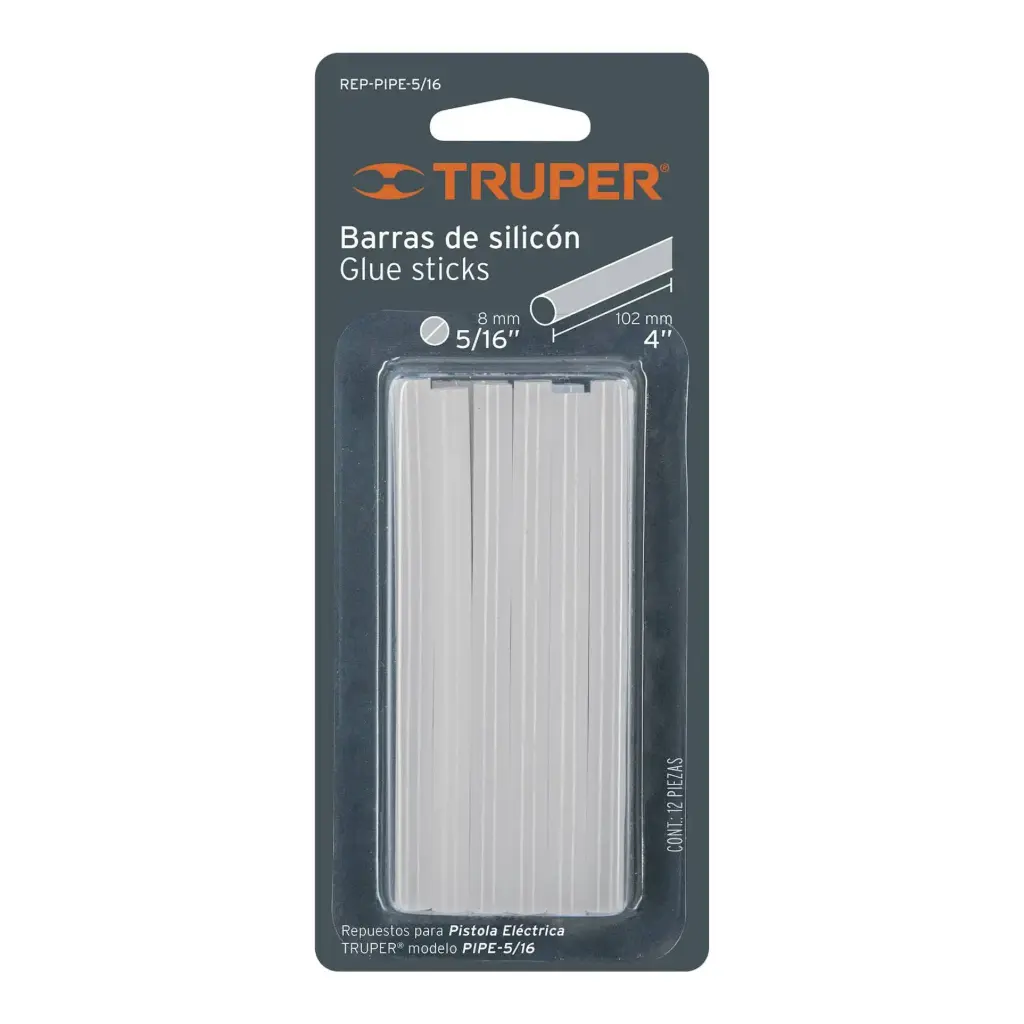 [17537] BARRAS DE SILICONA 5/16" 12 PIEZAS TRUPER