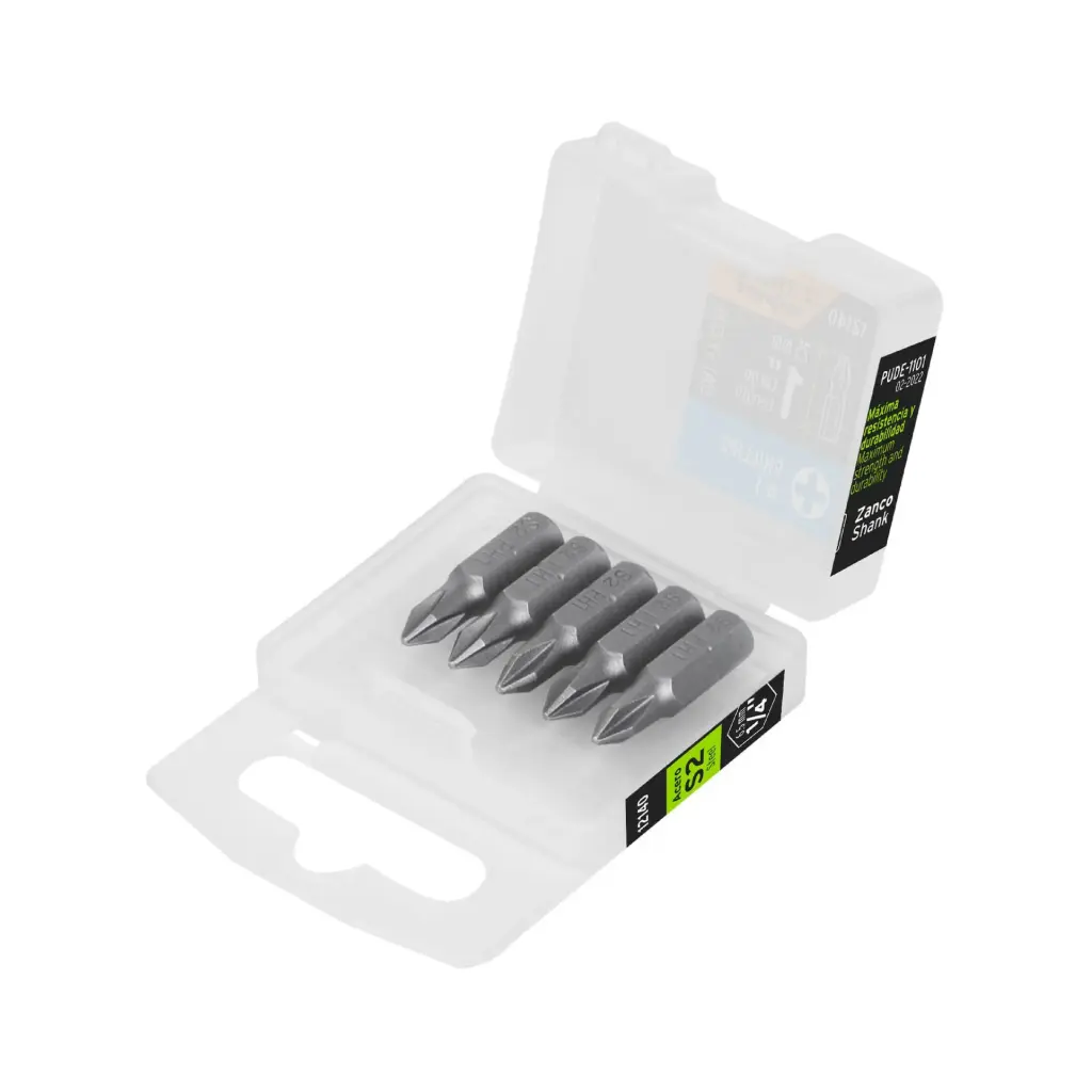 [12140] ESTUCHE CON 5 PUNTAS DE IMPACTO DE CRUZ , PH1 (IGUALES) 1" TRUPER